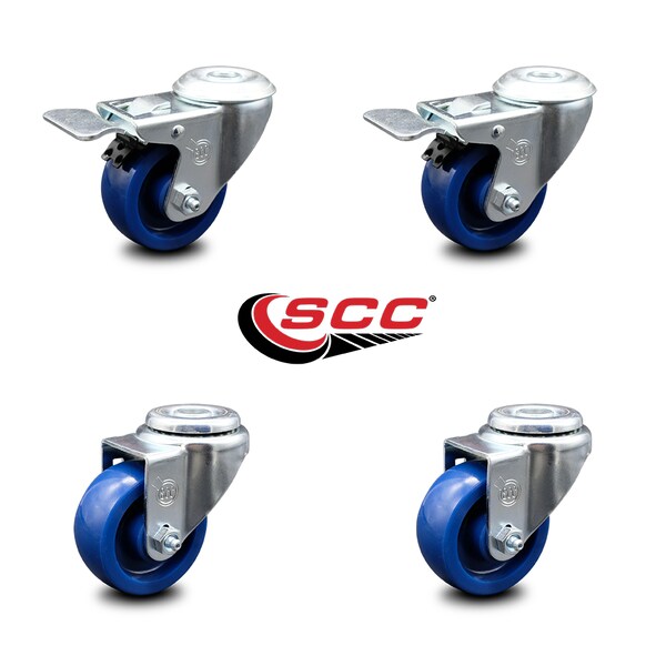 Service Caster 3.5 Inch Solid Polyurethane Swivel Bolt Hole Caster Set with 2 Total Lock Brake SCC-BHTTL20S3514-SPUS-2-S-2 - main